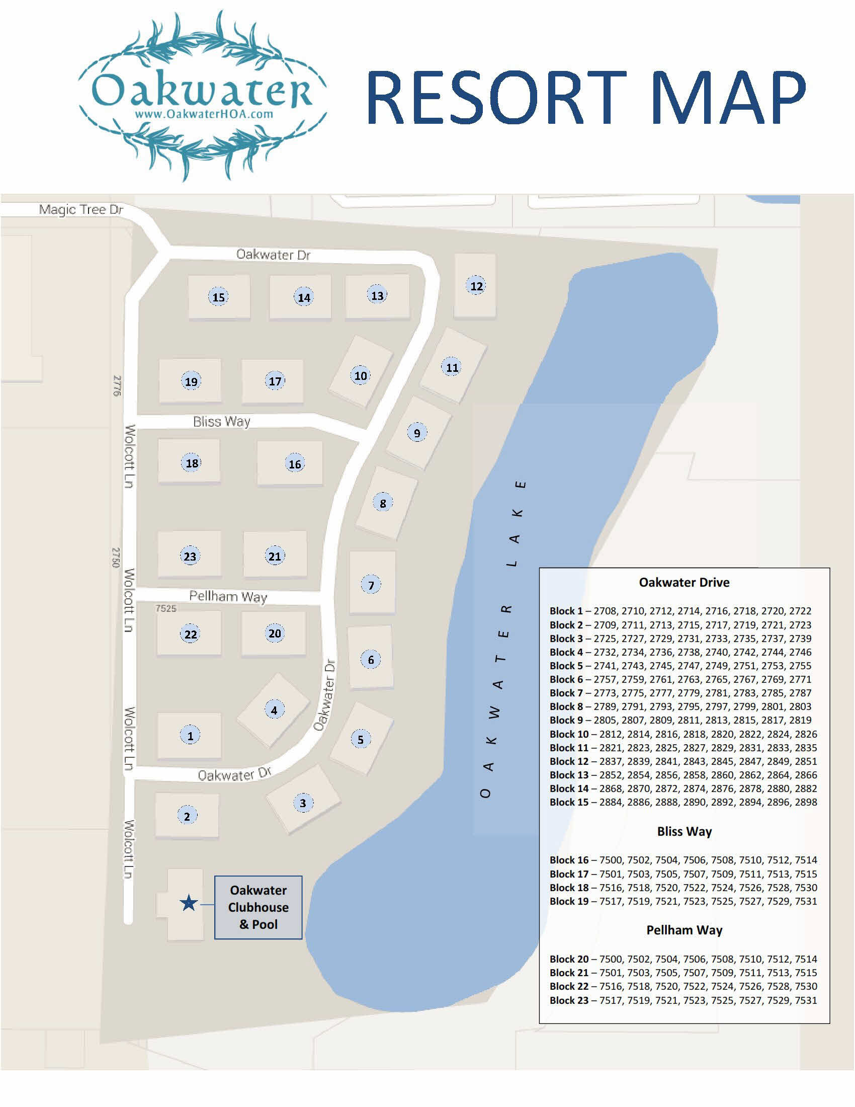 Oakwater Resort Map